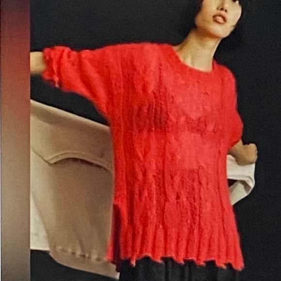 NEW ANTHROPOLOGIE Posey Stitchy Distressed Sweater Petite XS Hot Pink Wool Blend - Picture 1 of 16